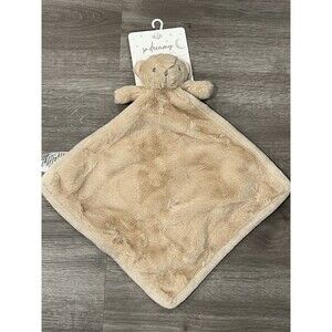 New So Dreamy Baby Security Blanket Lovey Plush Bear Embroidered Eyes Tan Beige